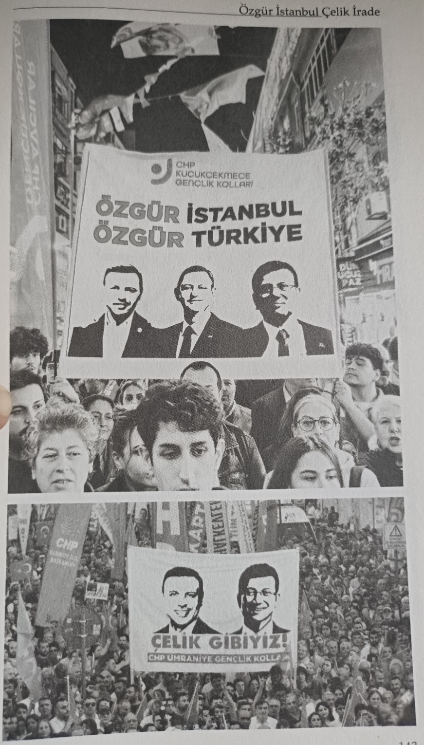 Özgür İstanbul Çelik İrade kitabı sayfa 142: miting fotoğrafları